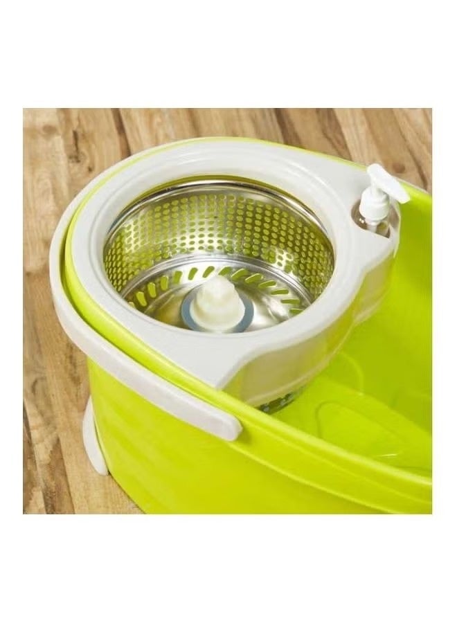 Mop 360° Self-Spin Wringing Mop Bucket Set – Wet & Dry Cleaning System (Green/White) - Image 2